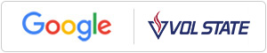 Google corporate logo and Vol State logo, in color