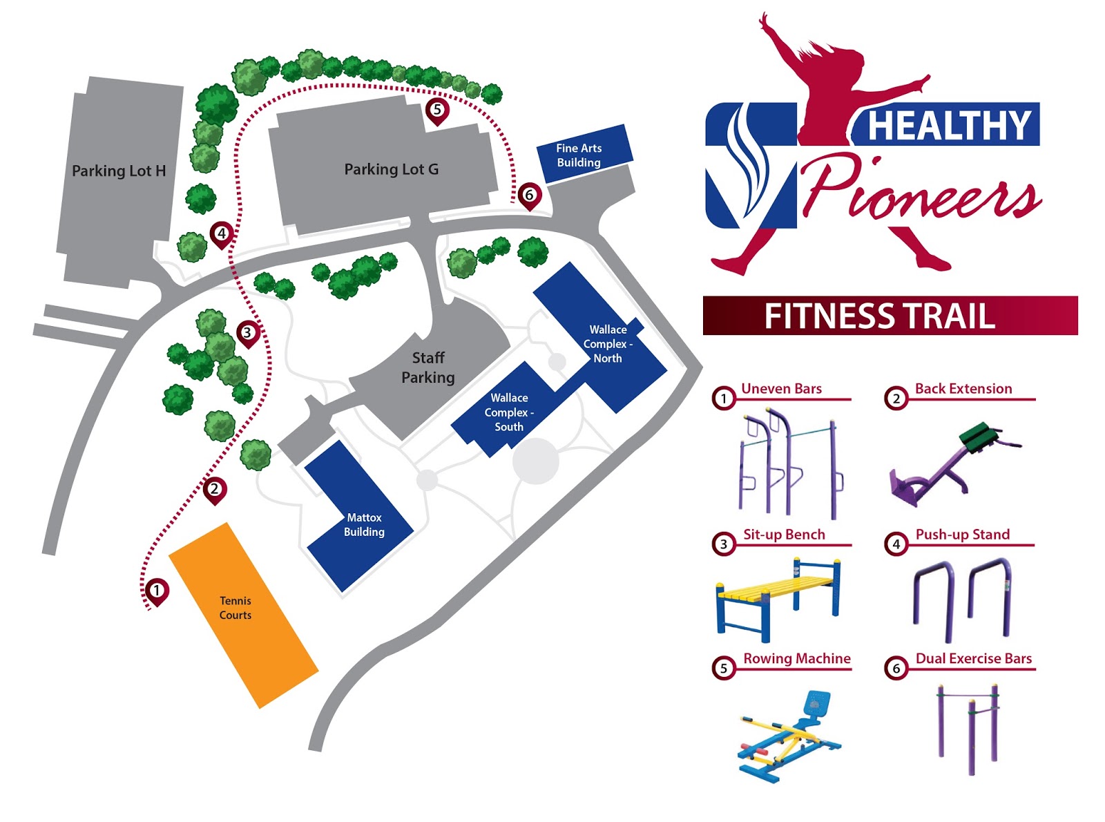 Image map of the Fitness Trail on the Gallatin Campus