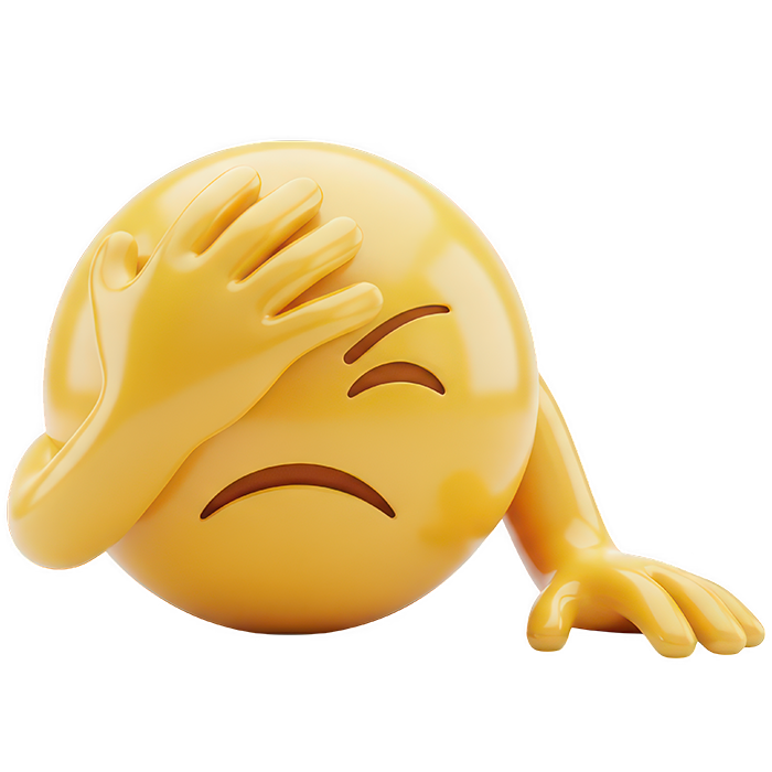 an "oh no" emoji icon with hand on the forehead