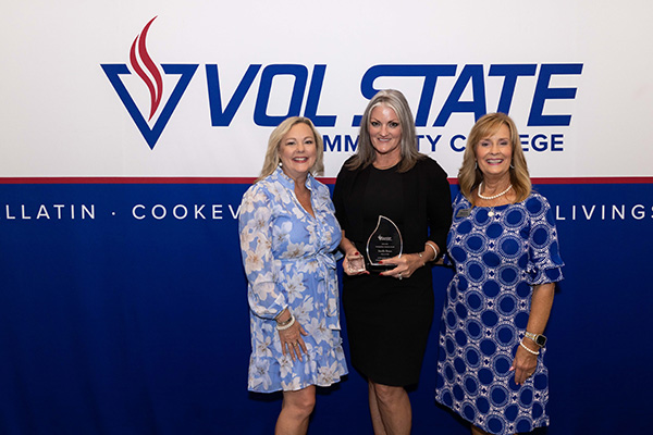 Vol State President, Dr. Tostenson (left), Jennifer Brown (center), Vol State Foundation Director Karen Mitchell
