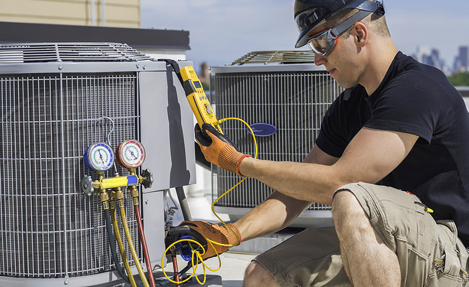 a hvac/r technican servicing a residential system