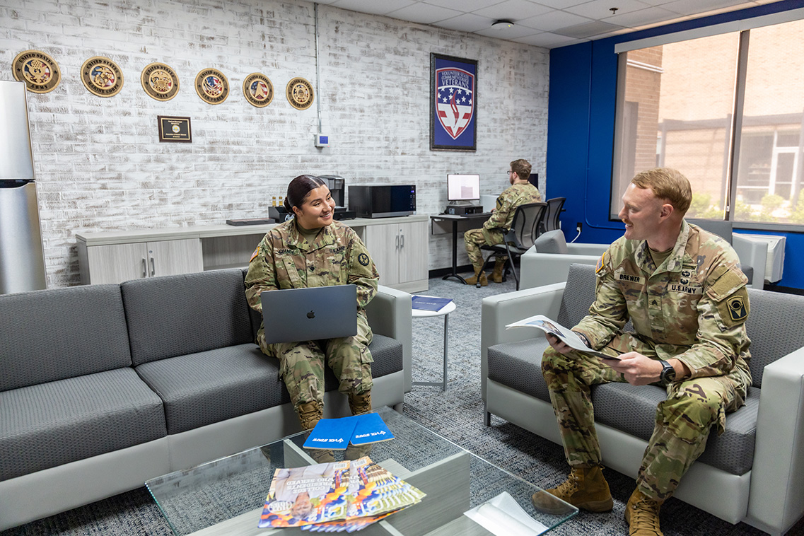 military-affiliated students enjoying the Veterans' Center