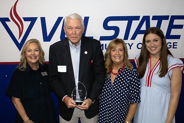 From left to right: Vol State President, Dr. Tostenson, Frank Pinson, Vol State Foundation Director Karen Mitchell, Vol State President, Dr. Tostenson (left), Jennifer Brown (center), Vol State Foundation Director Karen Mitchell, Alumni and Engagement Officer Alexis O'Malley