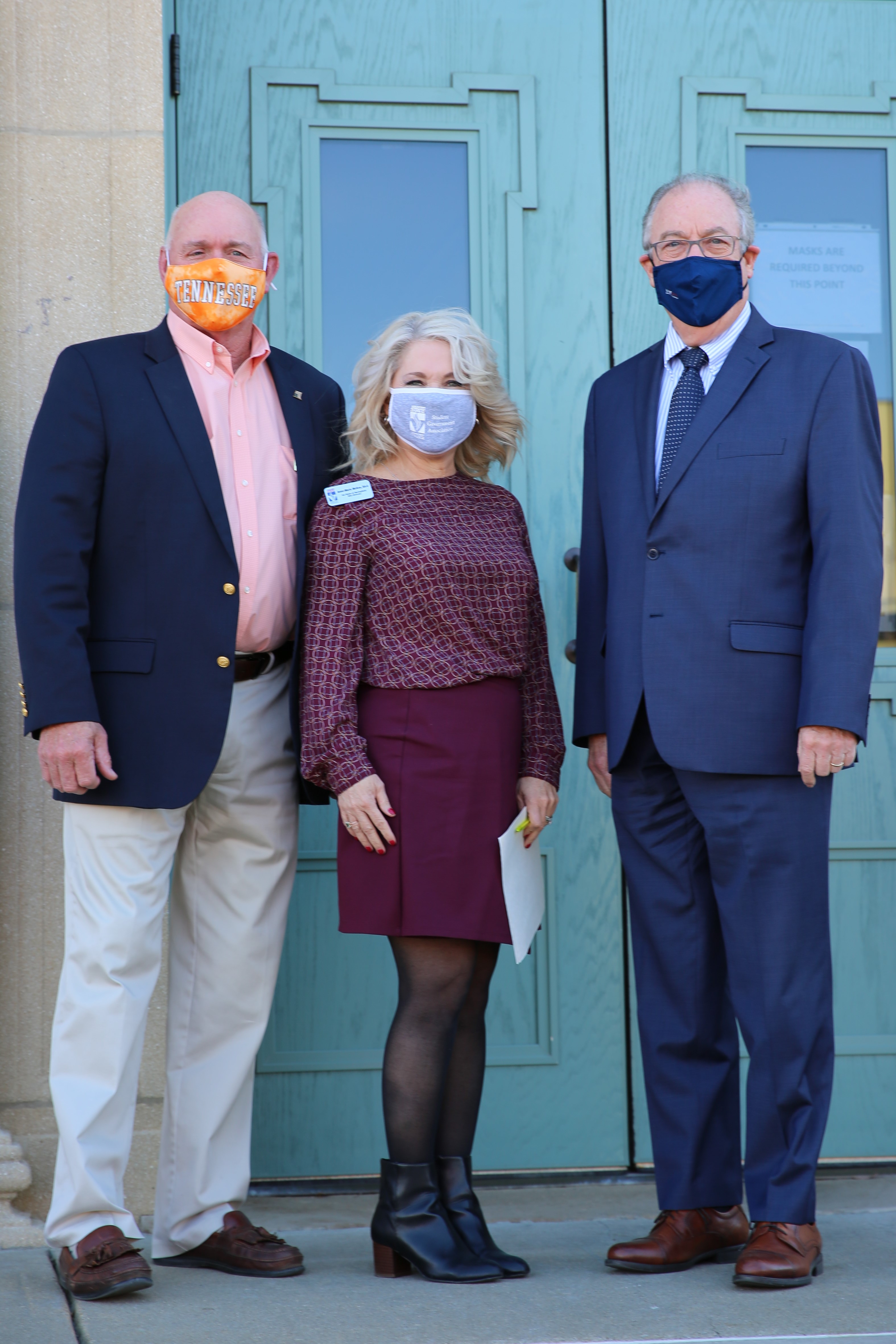 Presenting the proclamation (left to right): Robertson County Mayor Billy Vogle; AnneMarie McKee, Vol State Springfield Campus Director; and Jerry Faulkner, Vol State President. 