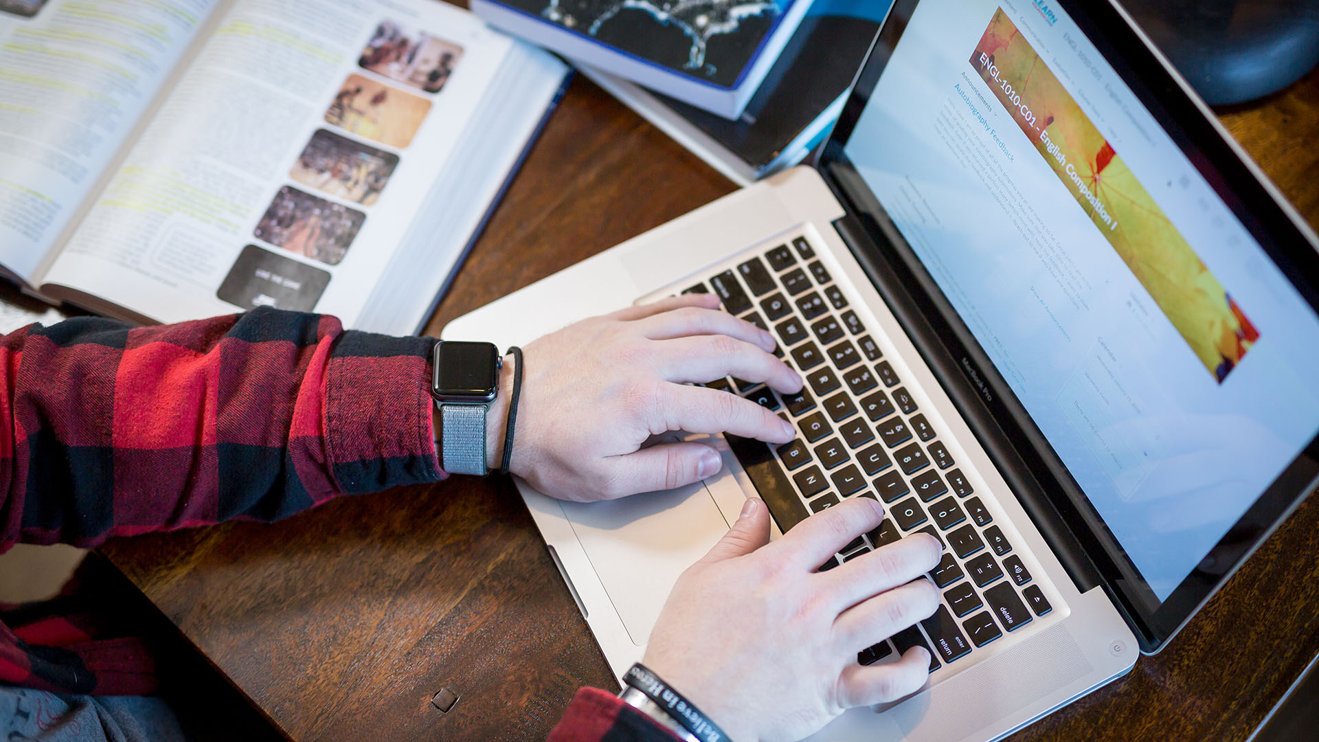 student working on a laptop