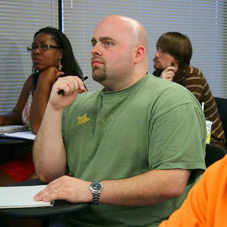 veteran sitting in a classroom