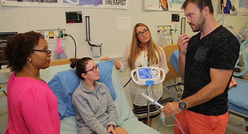 respiratory care students being instructed in class