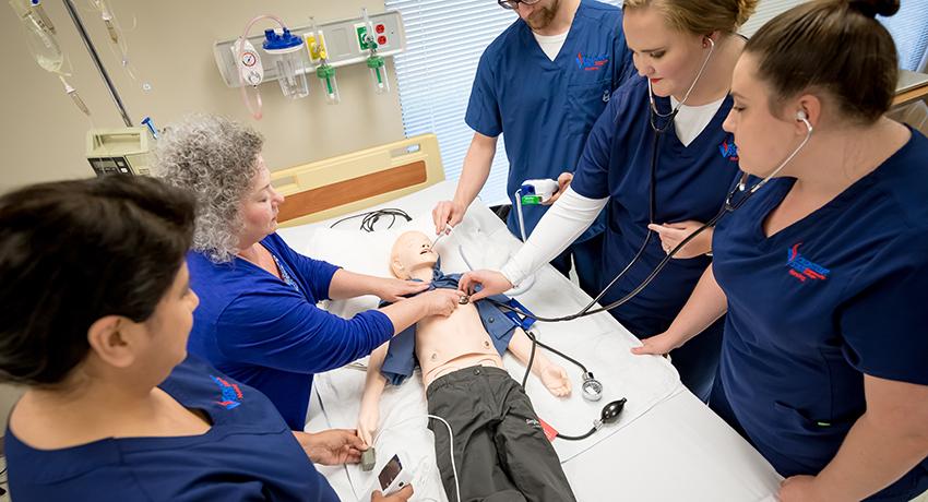 Pictured: Vol State Nursing students learn pediatric care skills.