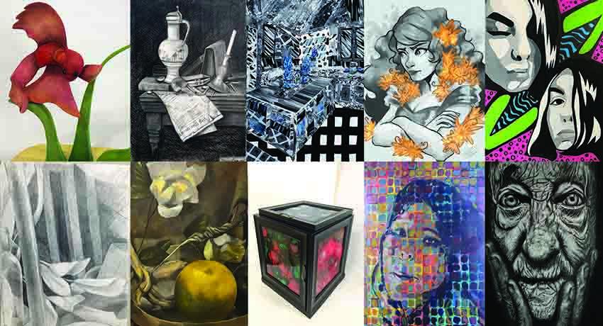 Images from the exhibition by various students.