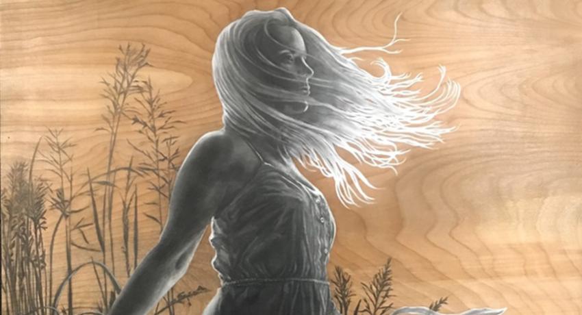 Chip Boles- Blessed Thistle (Guinevere), 2018. Graphite and Gesso on Panel.