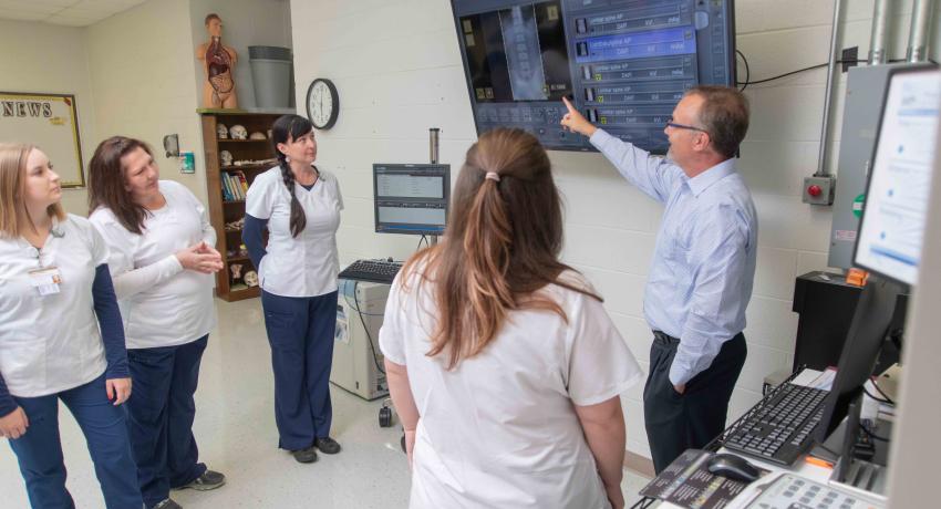 Vol State students in the Radiologic Technology lab on the Gallatin campus.