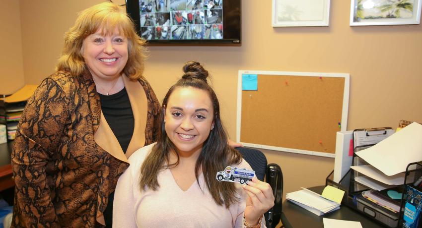 Michelle Gunn of Maxwell Septic Pumping works with Vol State student, Whitney Quarles, in the Gallatin office.