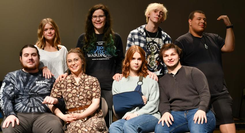 The cast of "A Daughter's a Daughter.” Front, left to right: Payton Lucas, Audrianna Fizer, Kyra Siciliano, and William Pratt. Back, left to right: Kaitlyn Weatherspoon, Olivia Scott, Aidan Hutson, and Amani Johnson. Not pictured- Sara Gutierrez.