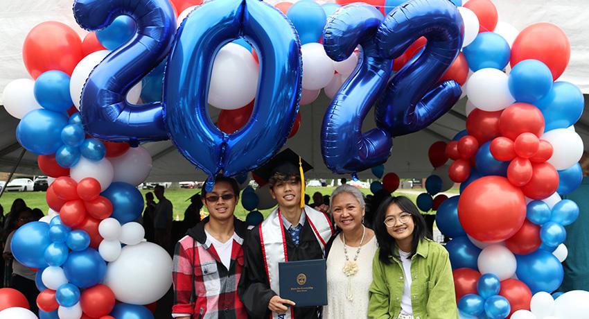 Family celebrating after today's commencement at Vol State