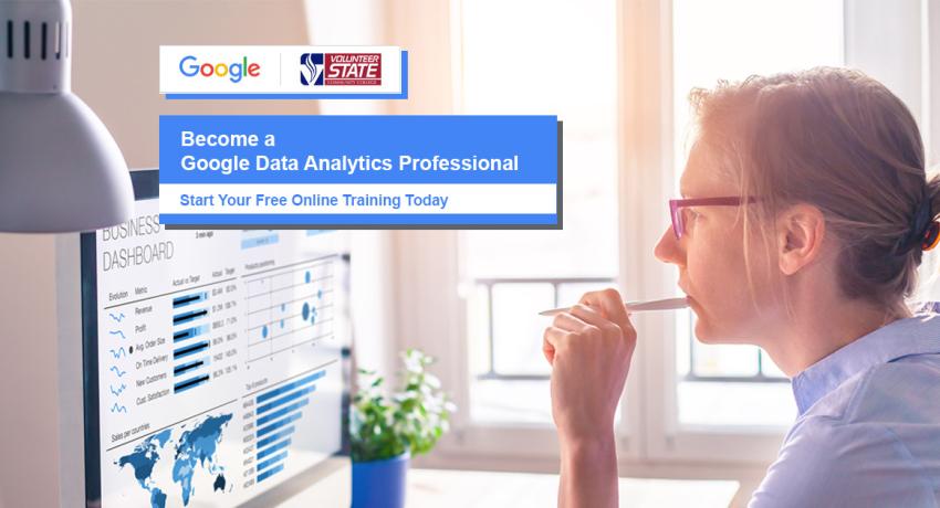 Data analytics professional looking over a report