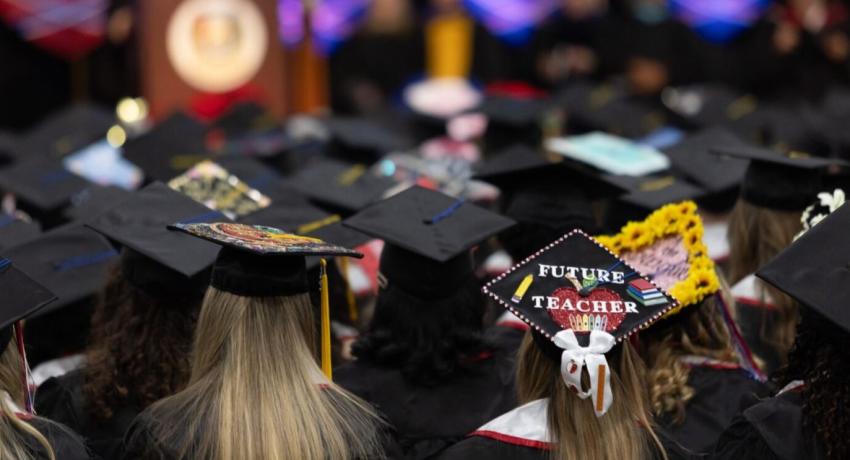 Decorated caps durign today's ceremony. 