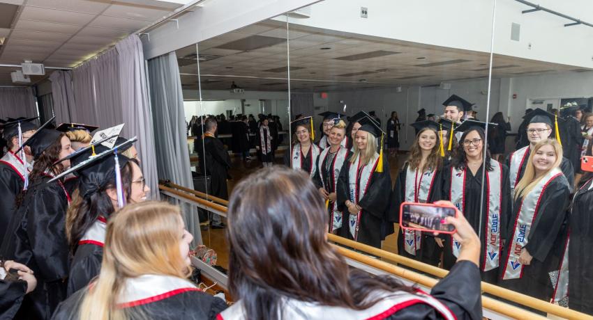 Graduates gearing up to walk out to today's ceremony.