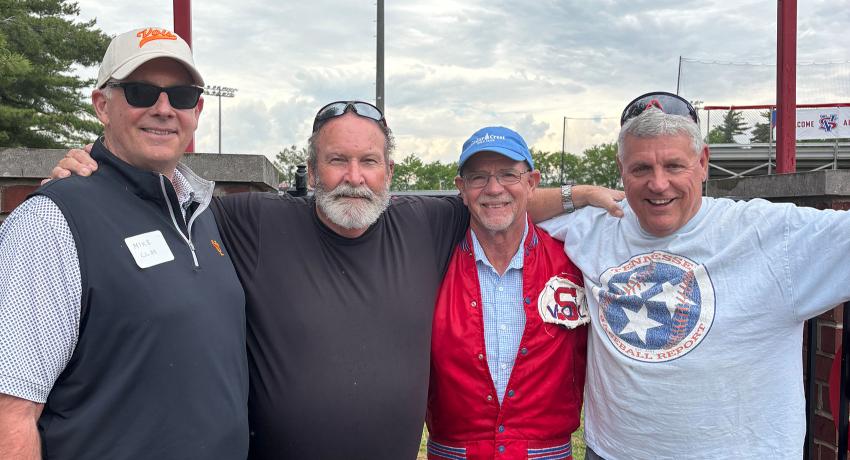 One of the standout moments was the reunion of members of the 1980–81 baseball team—Pitcher Mike Clay, Catcher John Decker, First Baseman Eddie Blankenship—and former Coach Jim Anglea.