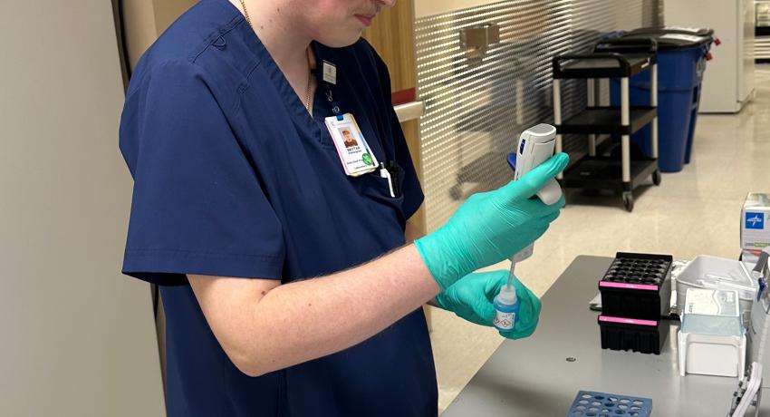 Recent graduate Brytan Pendergrass at work in the lab