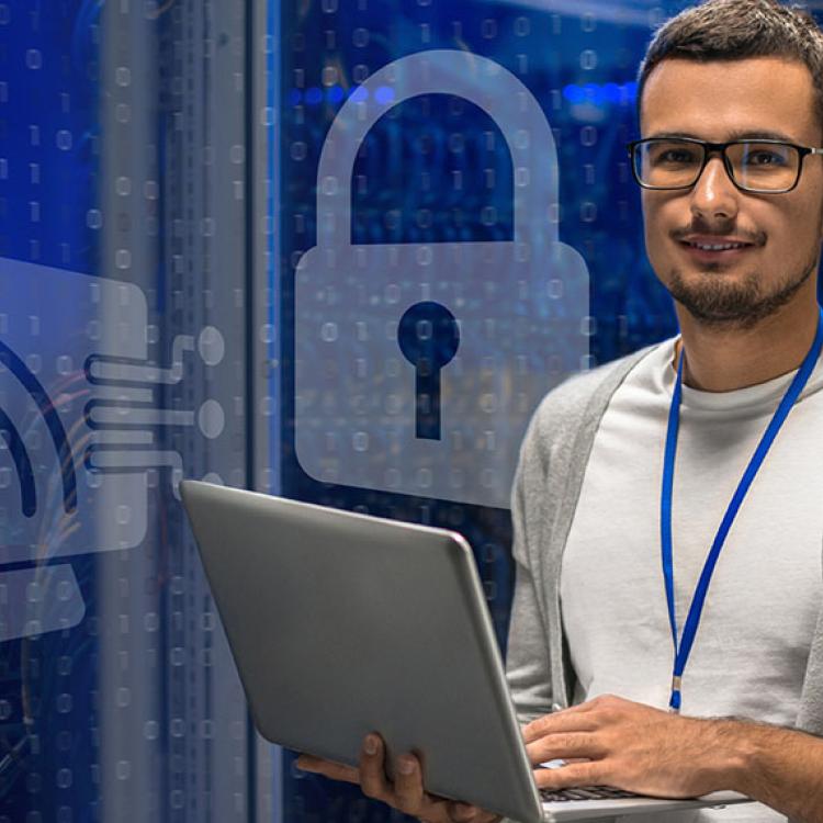 A network security professional monitoring the computer network